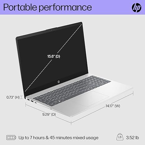 HP 15.6 inch Laptop PC, Processor: 13th Generation Intel® Core™ i7